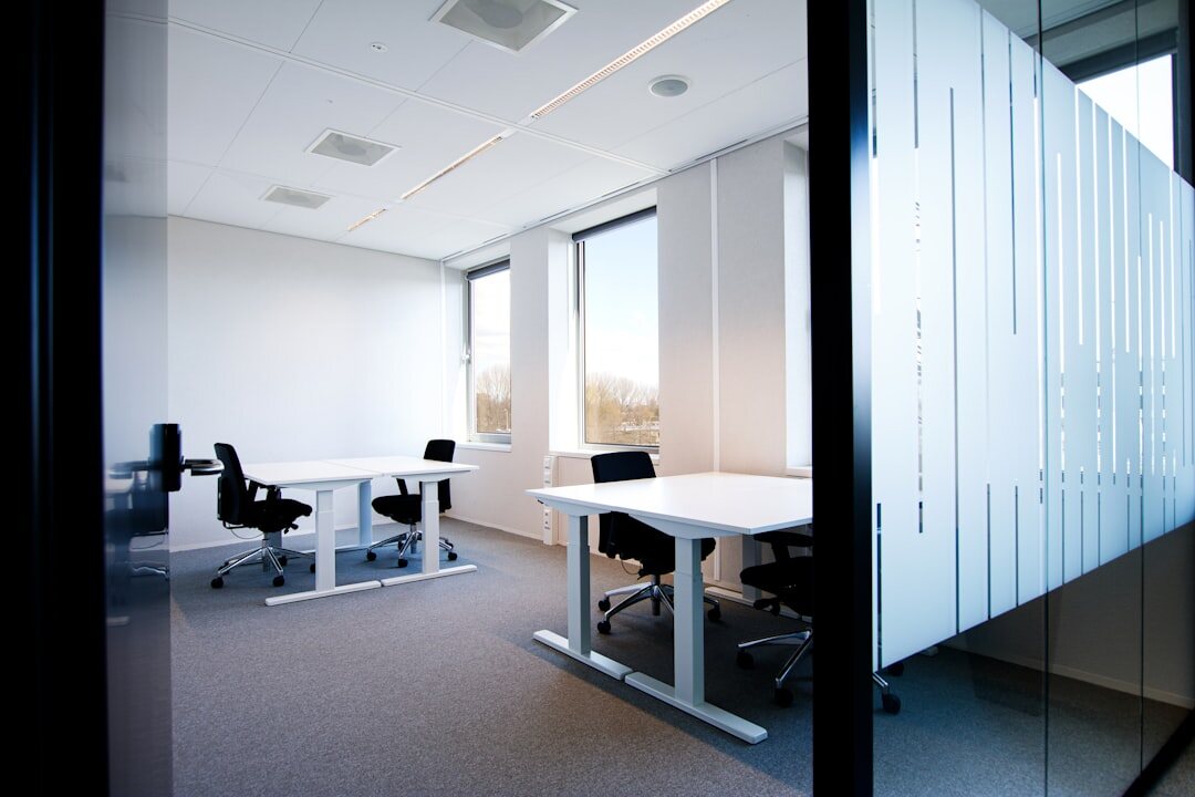 Modern media training office interior with open workspace
